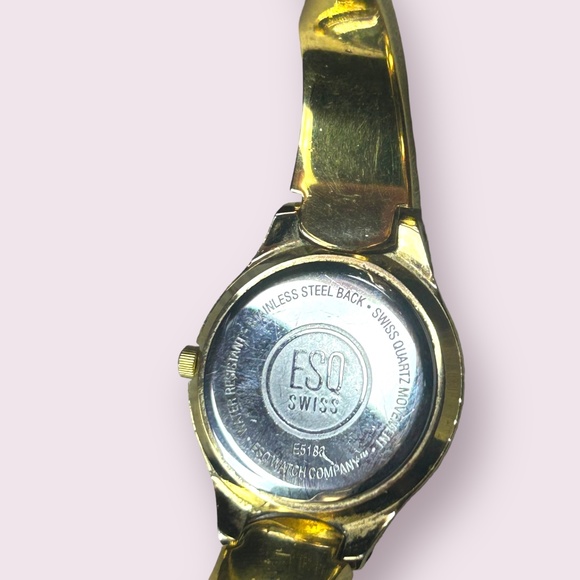 ESQ Movado Watch Gold Tone Swarovski Crystals - Picture 2 of 4